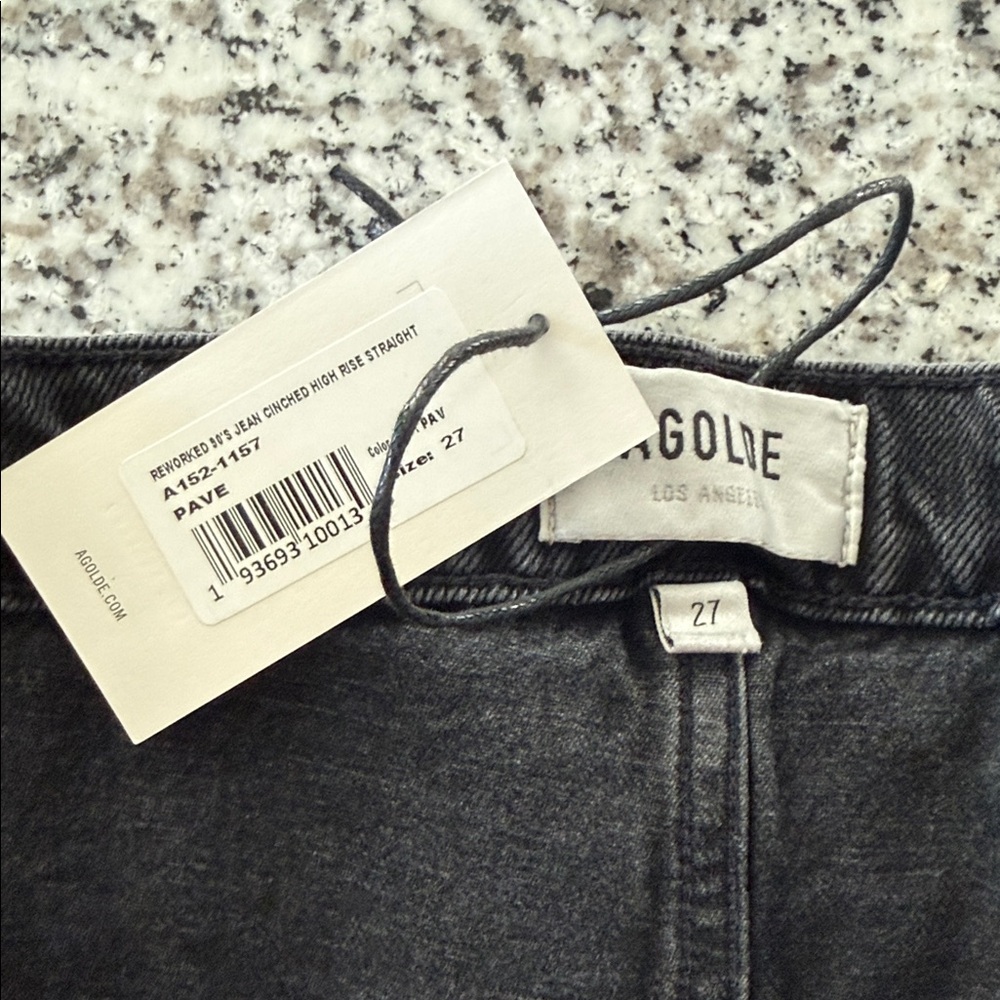 Agolde Reworked 90’s Belted Paperbag High Waisted Straight Leg Jeans Black Sz 27 - Picture 7 of 13